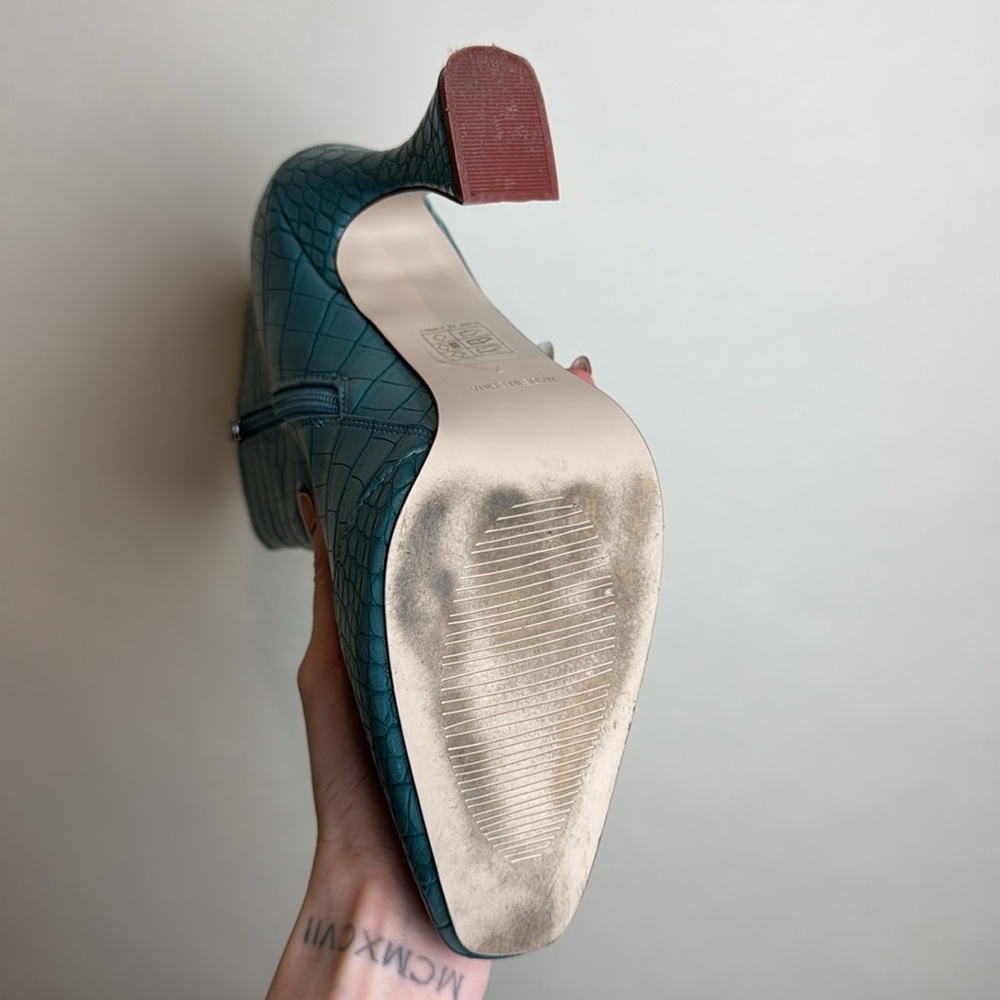 RAID Teal faux Croc-Embossed Ankle Boots - Picture 5 of 6